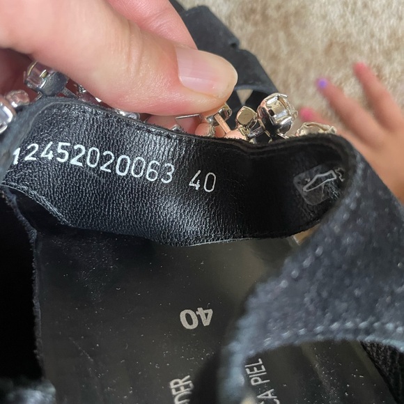 Mephisto Women’s Size 40 Wedge With Gems Leather Black Vacation Summer Office - Picture 9 of 13